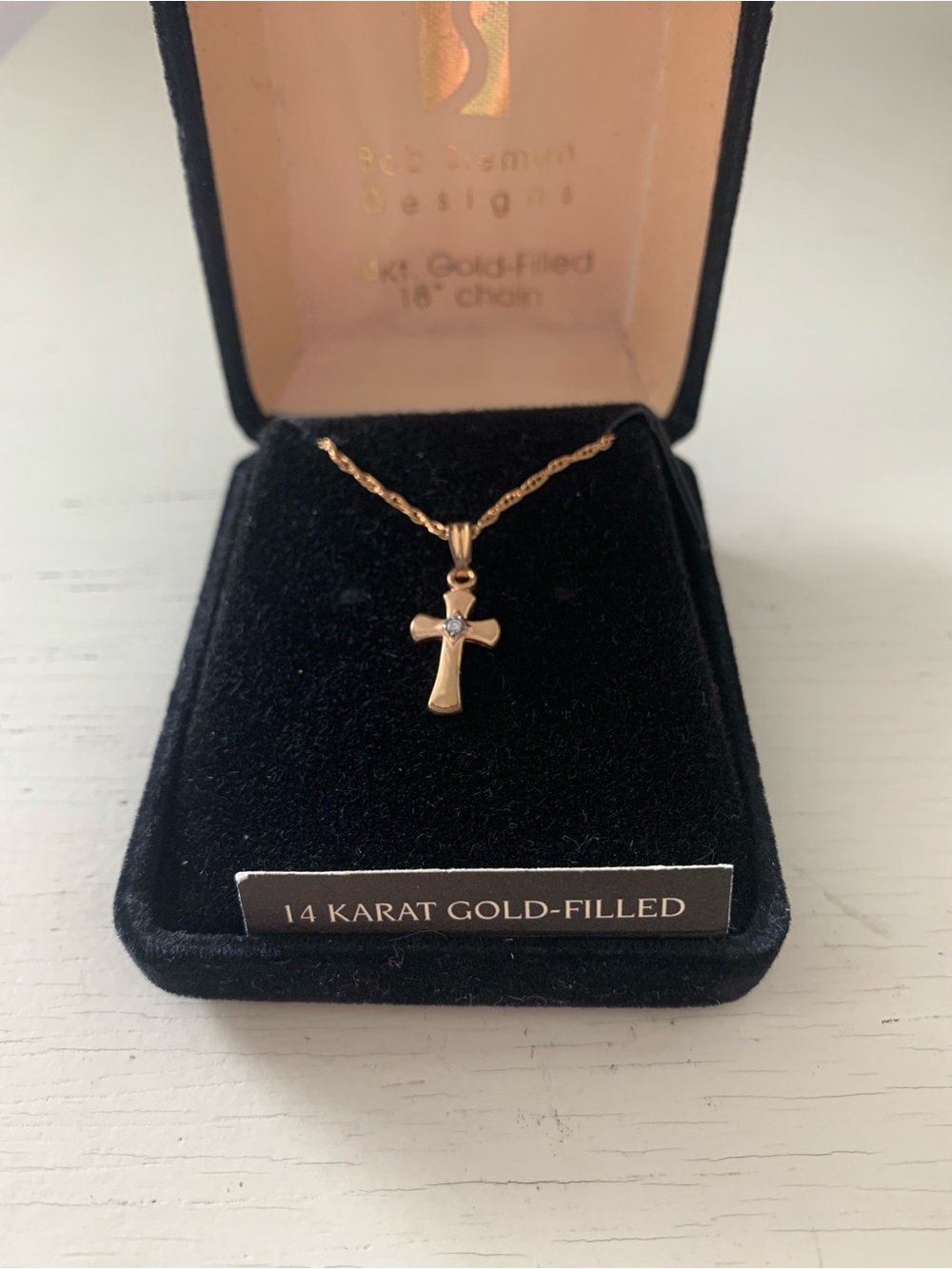 14Kt Gold Filled Cross Necklace - 18 in - New - Picture 2 of 7